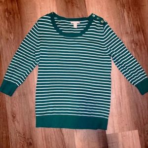 Banana Republic Green & White Stripped Shirt